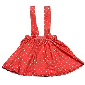 Pete + Lucy Polkadot Skirt With Over Shoulder Straps Red White 3T